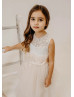 Champagne Beaded Lace Tulle Layered Flower Girl Dress Champagne Beaded Lace Tulle Layered Flower Girl Dress